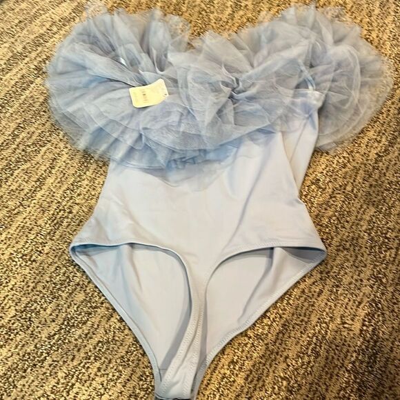 Free People The Big Love Bodysuit Rock Crystal Light Blue S - Picture 3 of 4